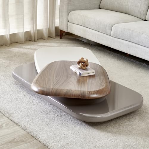 Image of Home Centre | Plaza SwivelCoffee Tables | Center Table for Living Room | Engineered Wood | Walnut | 1 Year Warranty