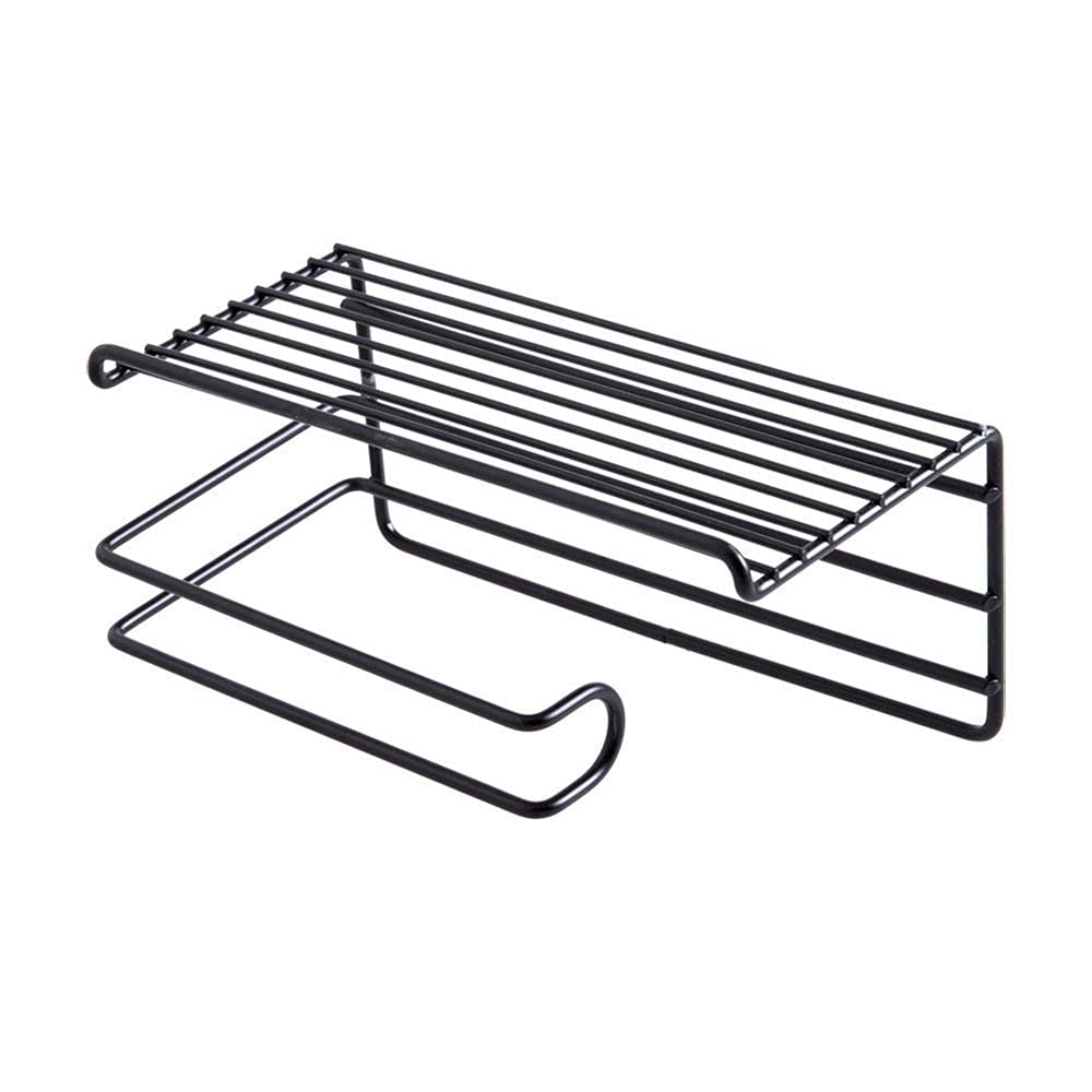 Self Adhesive Wall Mounted Tissue/Toilet Paper Holder Storage with Mobile Holder Shelf Irons Black Coated (Pack of 1) .|Design - for Home and Kitchen