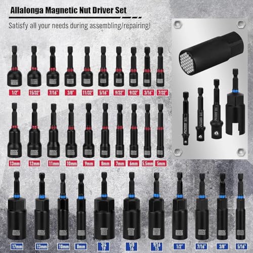 80pc Magnetic Impact Nut Driver Set, adaptery gniazda stalowego S2 i uchwyt na bity do konstrukcji warsztatu garażowego DIY, trwałe pudełko do przechowywania