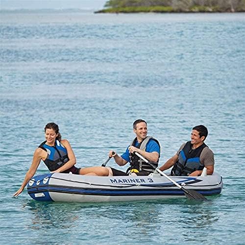 QHYTL Inflatable Kayak, 3-Person Inflatable Kayak Set With Aluminum Oars And Manual Air Pump Ideal For Lakes Or Sea Shores,Grey Water Sports