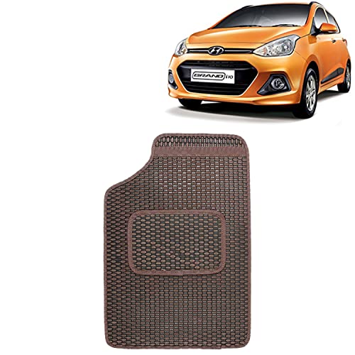 Image of Kingsway Dotted Design Car Floor Foot Mats Universal Fit for Hyundai Grand I10, Model Year : 2013-2017, Water and Dustproof, Color Brown, Set of 5 Pieces