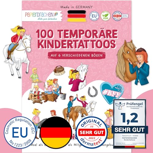 Papierdrachen 100 Tattoos für Kinder - Hautfreundliche Kindertattoos Bibi...