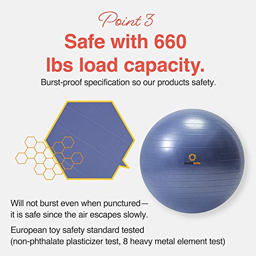 Image of Primasole Exercise Ball for Balance Stability Fitness Workout Yoga Pilates at Home Office & Gym Birthing Ball for Pregnancy, Office Ball Chair