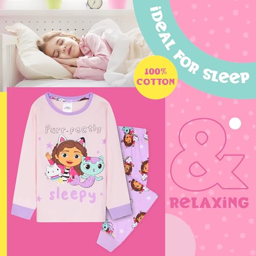 Gabby’s Dollhouse Girls Pyjamas Kids Toddlers 2 Piece Nightwear Sets Long Girls PJs Soft Breathable Loungewear 2-7 Years (Purple, 4-5 Years)4