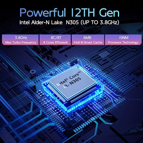 Image of MOREFINE M9S Mini PC, 12th Gen Alder Lake N305 (Up to 3.8GHz) 16GB DDR5 RAM 512GB M.2 NVMe SSD, Dual LAN Mini Computer Supports WiFi6 BT5.2, Mini PC Support 4K@60Hz Triple Display for Home-Server