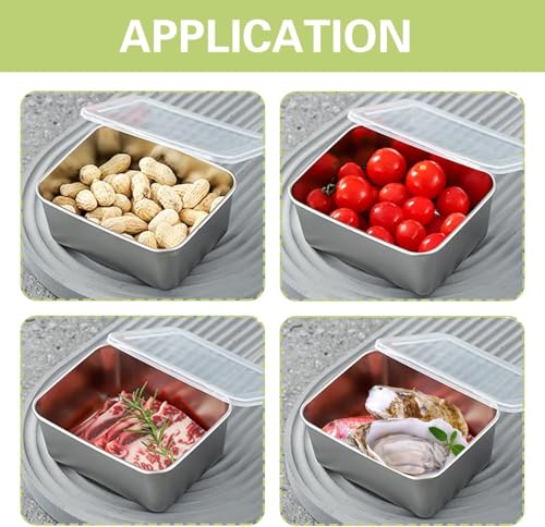 Image of Honbuty 5 Pcs Stainless Steel Food Containers with Lids - 650ml Leakproof Lunch Box Set for Snacks, Office, School, Travel - Reusable BPA-Free Metal Food Storage Boxes - Stackable Kitchen Organizer