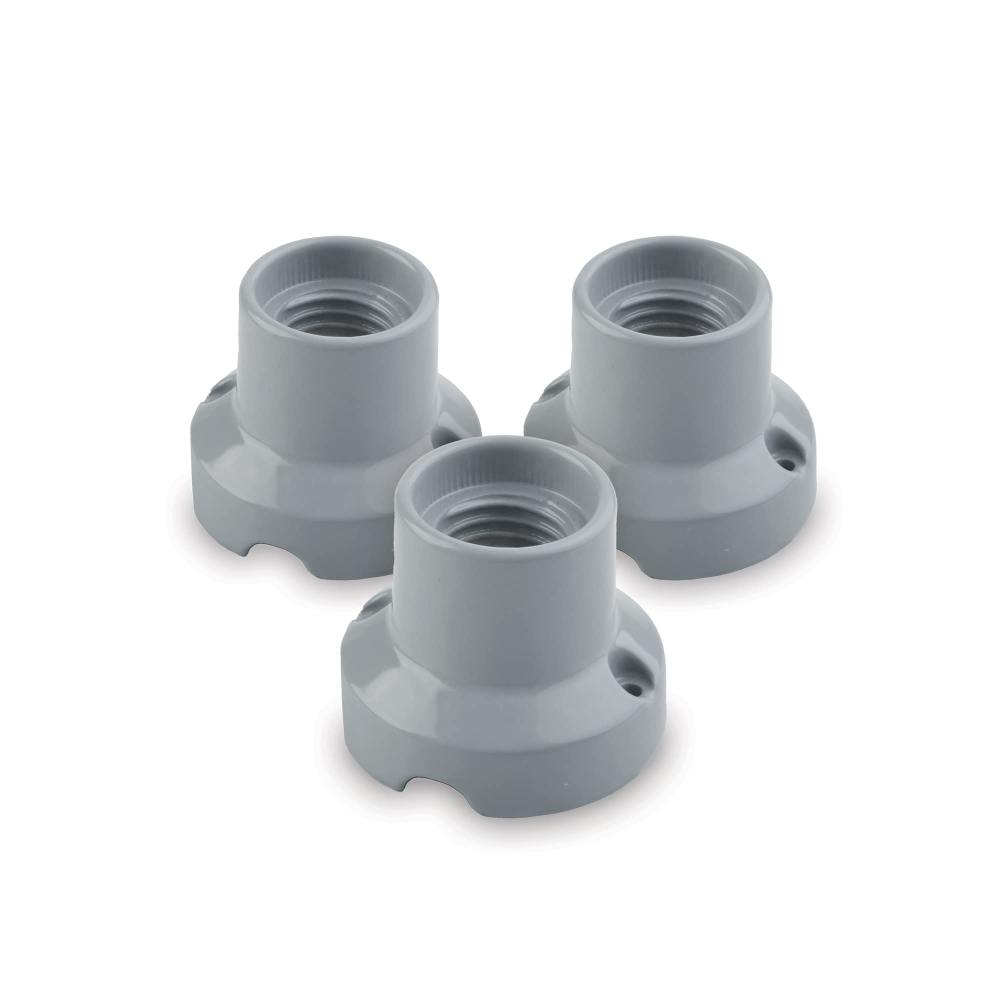 AMARCORDS - 3 Lampholder in Porcelain, E27 Fitting, Vintage Color lamp Holder Base Grey