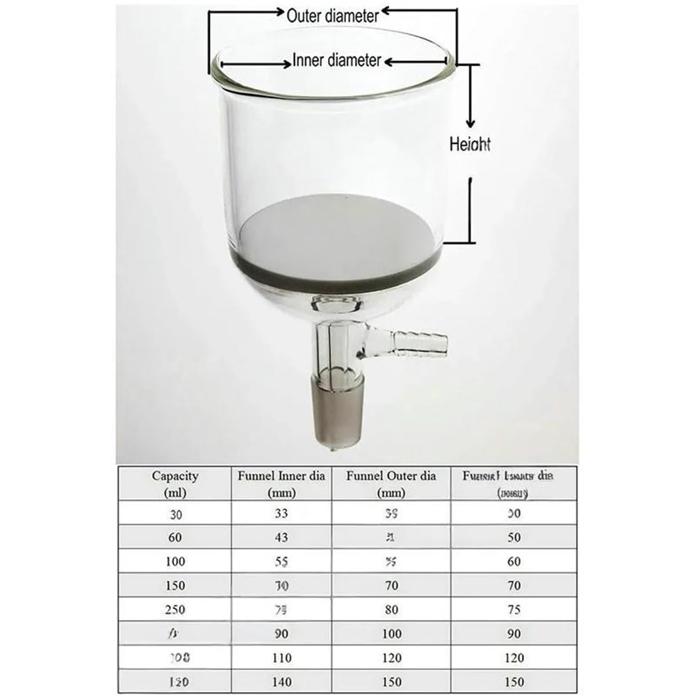 Instrumentos y Equipos de Laboratorio Embudo de vidrio de 30 ml a 1000 ml con tubo ramificado y núcleo de arena G3, junta n.° 19/24(1000ml joint No.29)