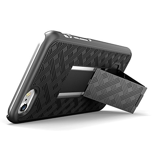 Red Shield Compatible With Iphone 6 Case, Black Shell + Holster + Kickstand Combo Case W/Belt Clip For Apple Iphone 6 (2014) #TOP5