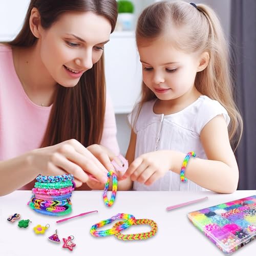 3800+ Für Loom Bänder Set, 54 Rastern Loop Armbänder Set Kinder, einschließlich Webstuhl, Häkelnadel, Anhänger, Perlen usw Für Loom Bänder Zubehör. Loops Gummis sind Kinderspielzeug und Geschenke