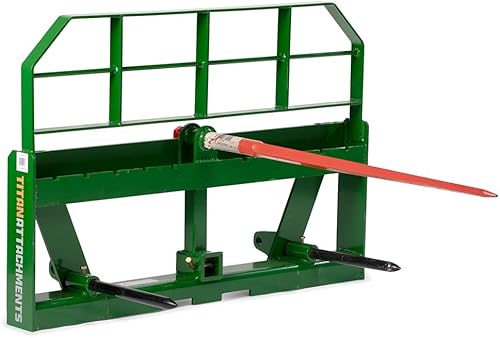 Titan Attachments Pro Series Global Euro - Accesorio de marco de heno con lanza de heno y estabilizadores de 43 pulgadas, se adapta a tractores John