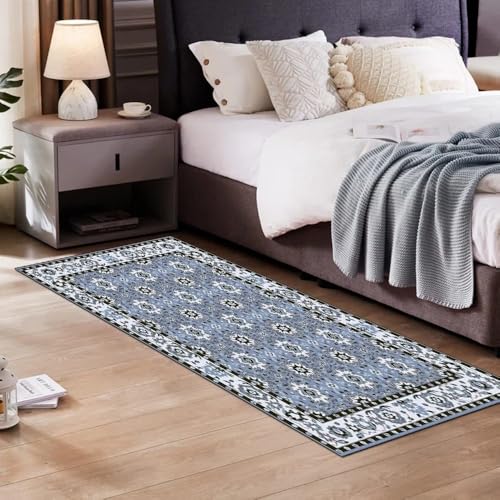 Alfombra de pasillo azul lavable ideal para proteger el suelo de la cocina y el dormitorio 4