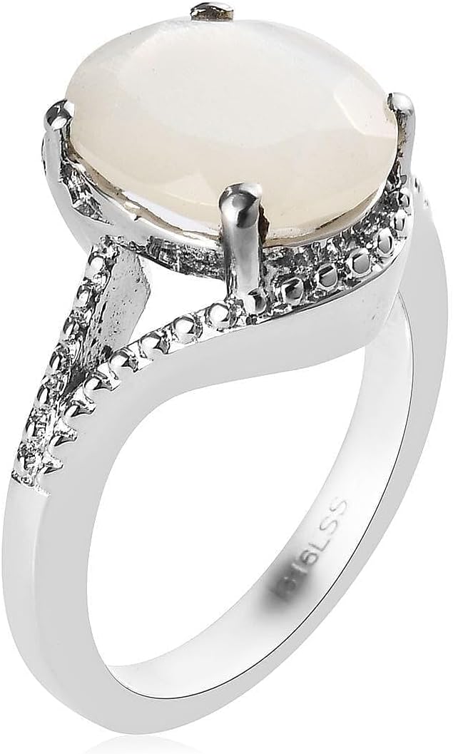 SHOP LC DELIVERING JOY White Moonstone Ring for Women Stainless Steel Ct 2.5 Birthday Christmas Gifts for Women
