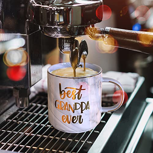 Gifts For Grandpa From Grandchildren- Gray Ceramic Coffee Mug Cup 11.5Oz W/ Keychain - Best Grandpa Ever - Birthday Gifts From Granddaughter Grandson - Present For Fathers Day, Christmas, Thanksgiving #TOP4