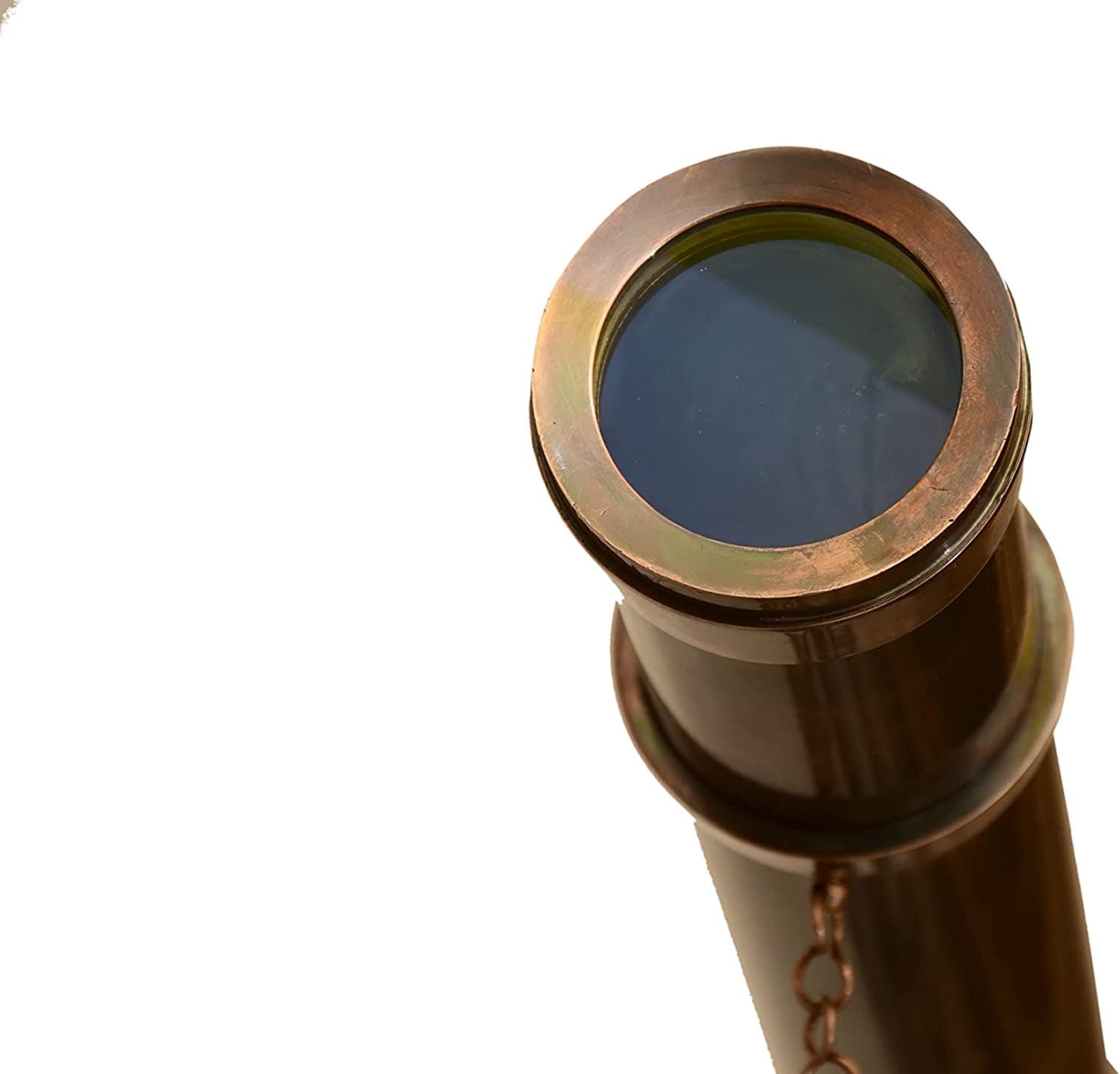 Vintage Double Barrel Telescope Shiny Copper Dark Antique Finish with Adjustable Natural Wooden Tripod Solid Brass High Magnification Functional Spyglass Exclusive