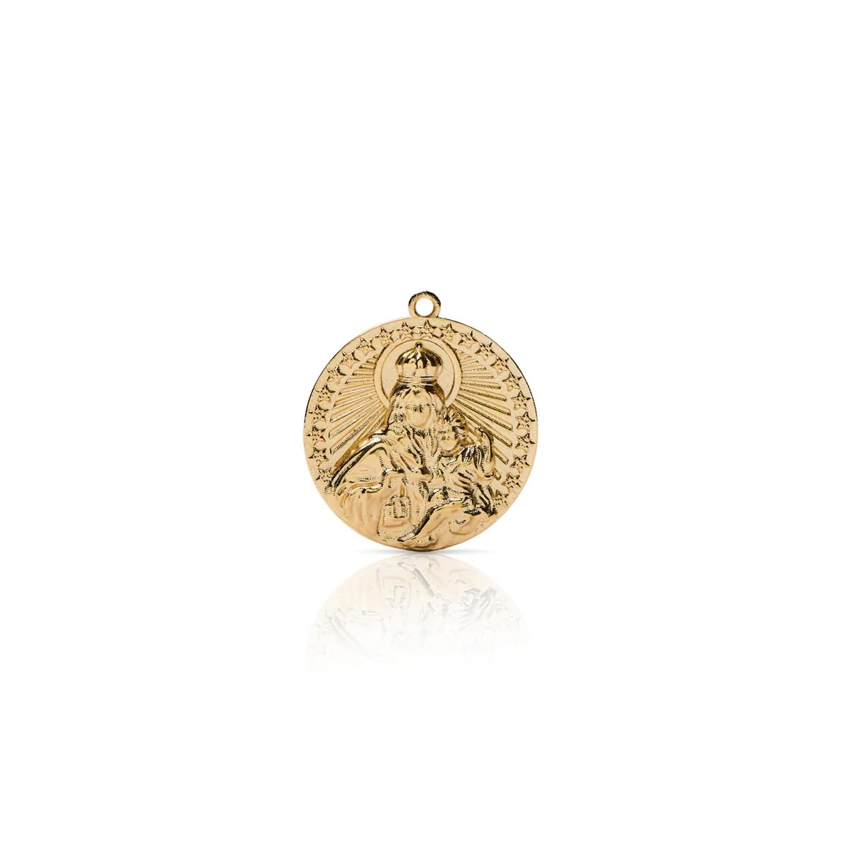 Medalla ramo novia - Virgen del Carmen - Medalla religiosa mujer - Medalla para bodas - Plata vermeil/plata de ley