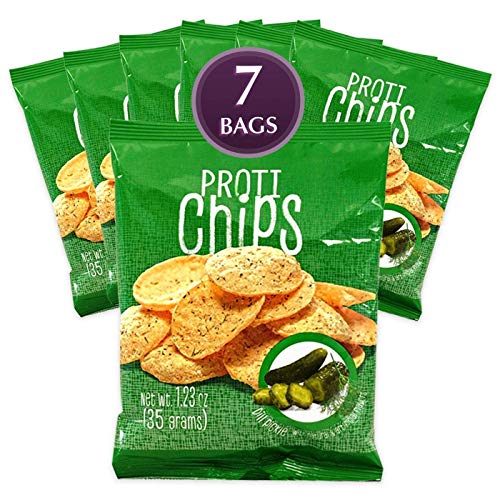 Proti Kind - Dill Pickle Proti Chips - High Protein - High Fiber - Low Calorie - Low Fat - Gluten Free - 7 Single Serving Bags
