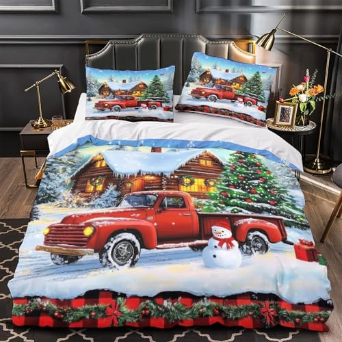 Impression 3D parure de lit Noël paysage de neige microfibre pour lit une place