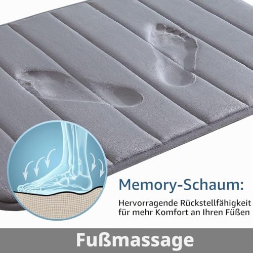 Homaxy Memory Foam Dick Badezimmerteppich, 40 x 120 cm, Dunkelgrau – Ansicht 3