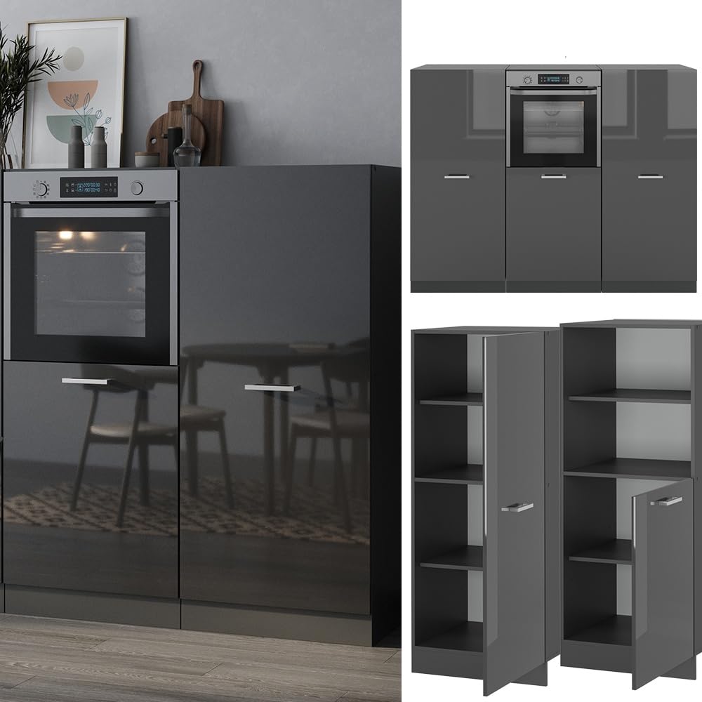 Vicco Cucine componibili piccole R-Line Antracite lucido/antracite 180 cm