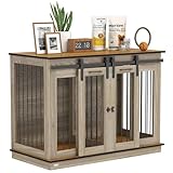 PawHut 47' W Dog Crate Furniture with Divider, Pet Crate End Table for Small to Large Breeds, Large Indoor Dog Kennel with Double Doors