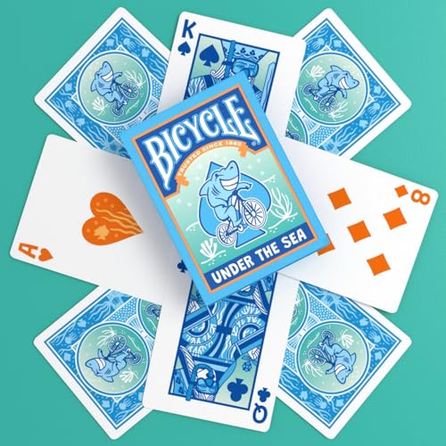 Image of Bicycle Under the Sea Playing Cards - Cute Ocean Creatures and Ocean Snorkel Deck, Adorable Sea Life Theme for Kids & Adults, Fun Collectible Card Set for Family Game Night