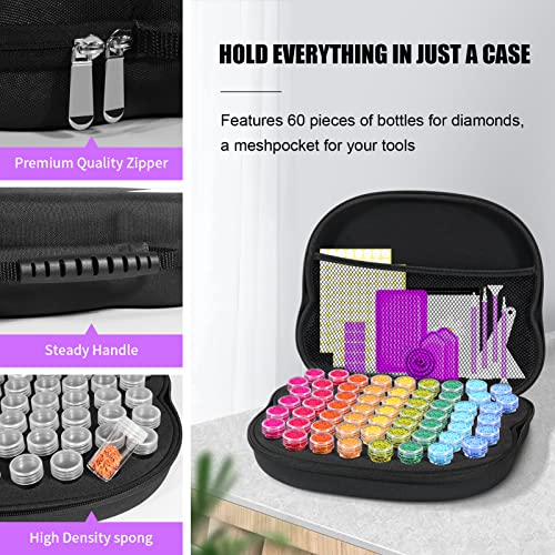 Image of ZORETCO Diamond Painting Storage Containers,60 Slots Diamond Painting Kits,5D Diamond Painting Accessories and Tools for Art Jewelry Bead Rhinestones Organizer