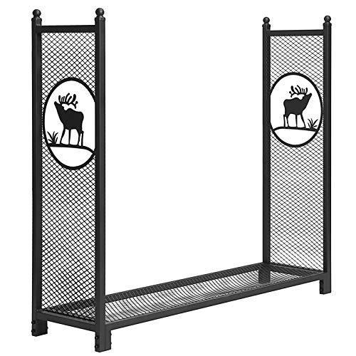 KINGSO 4ft Firewood Rack Outdoor Premium Heavy Duty Mesh Log Rack Firewood Storage Rack Holder Steel Tubular Fire Wood Rack for Patio Deck Log Storage Stand for Indoor Outdoor Fireplace Tool