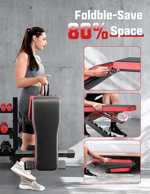 Adjustable Weigh Bench, Workout Bench for Home Gym, Adjustable & Foldable Workout Bench, Bench Press Sit up Incline Flat Decline (Black)