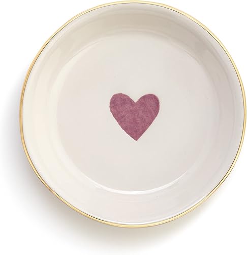 DEMDACO February - Bandeja de cerámica para baratijas con corazón de color amatista de 4 pulgadas