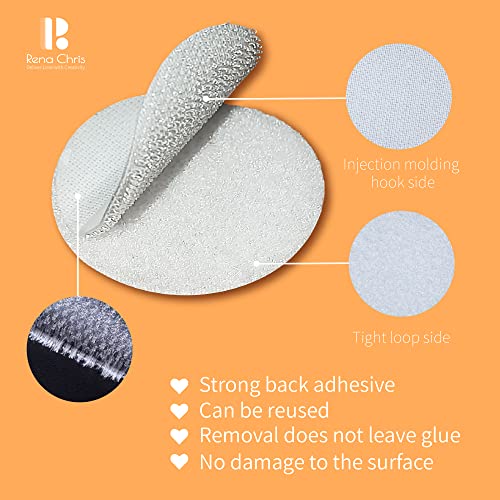 Image of Self Adhesive Dots, 0.59 inch Hook and Loop Circles, 300 Pcs Round Fasteners with Strong Adhesive Backing, Waterproof Nylon for Classroom, Office & Home (White)
