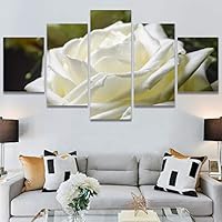 SIGNWIN 5 Panel Canvas Wall Art White Petal for Home Decorations Ready to Hang - 60