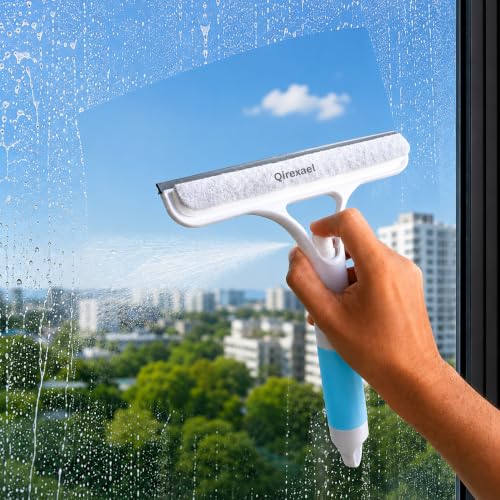 3-in-1 Window Cleaning Scraper with Built-in Spray Bottle | Spray...