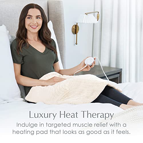 Image of Pure Enrichment PureRadiance Ultra-Wide Luxury Heating Pad for Cramps & Back Pain Relief, Patented Design, Soft Faux Fur & Micromink, 6 Heat Settings, Machine Washable, Large, 20 inchx24 inch (Golden Sands)