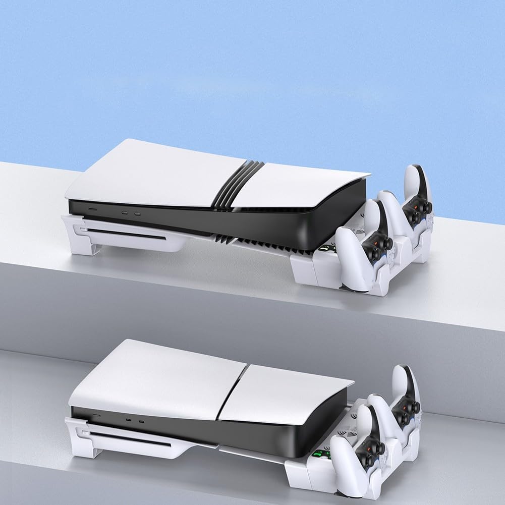 Per PS5 ProSlim Compatibile Orizzontale Cooler con Costruito in Dual Controller Stazione di Ricarica