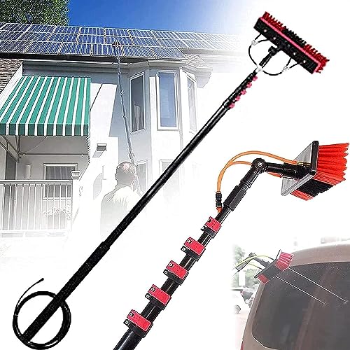 Kit de Limpieza de Postes de teleextensión, Kit de Postes con alimentación de Agua, Poste de Limpieza Solar con Cepillo con alimentación de Agua, Sistema de Limpieza de Paneles solares y Ven