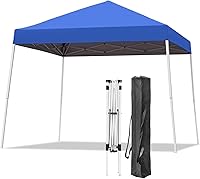 Oneofics 10x10 FT Pop Up Canopy Tent Slant Legs - Instant Portable Outdoor Shelter with UV Protection & Carrying Bag, Blue