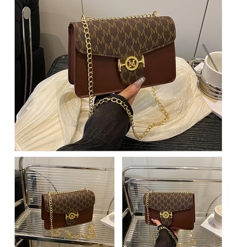 Women's Crossbody Bag Chain Wallet Quilted Shoulder Bags Vintage Print Underarm Bag Square Crossbody Bags Messenger Handbag4