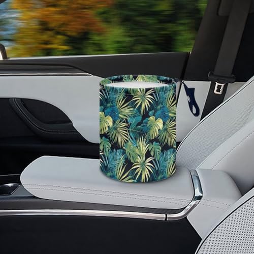 Image of Green Leaves Trash Bag for Car Vehicle Trash Can Waste Basket Collapsible Reusable Leak Proof Auto Organizer Road Trip Must Haves for Kids