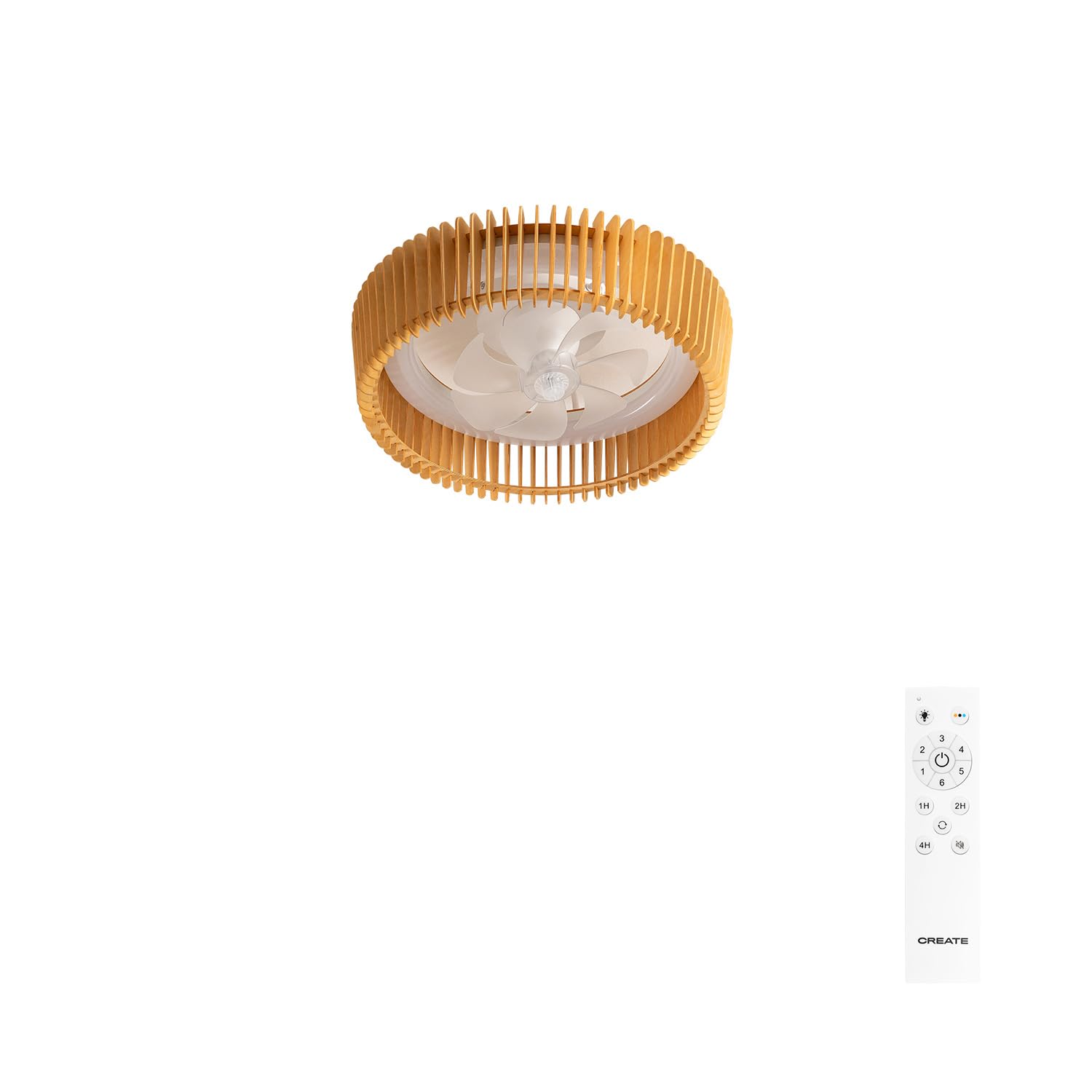 CREATE / WIND CRAFT/Ceiling fan with light white light wood with control / 20W, Programmable, Ø58 cm, 6 speeds, 3 light temperatures, directional blades, summer-winter function
