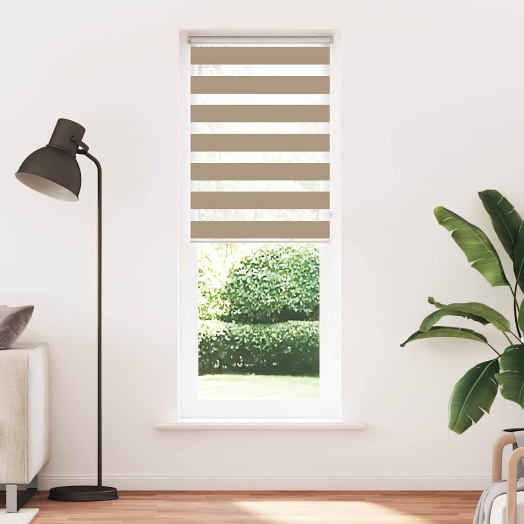 Estor doble marrón arena 80 x 230 cm, 100 % poliéster, ancho de tela 75,9 cm, para ventana y puerta, protección de privacidad y protección solar, fácil instalación, interior