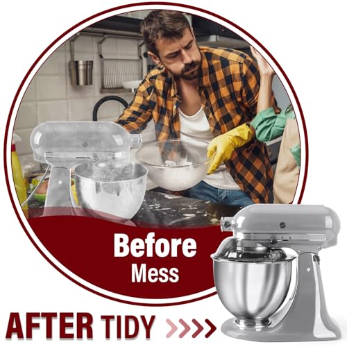 Image of Pouring Shield for KitchenAid Tilt Head 4.5-5QT Stainless Steel (Only),Safety Pouring Shield,Splatter Guard for kitchenaid mixer bowl,Kitchen Aid Stand Mixers (Transparent Grey, for 4.5-5 QT)