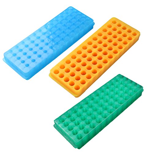 PUL FACTORY Polypropylene Centrifuge Tube Rack, 60-Well,Assorted Colors, Pack of 3