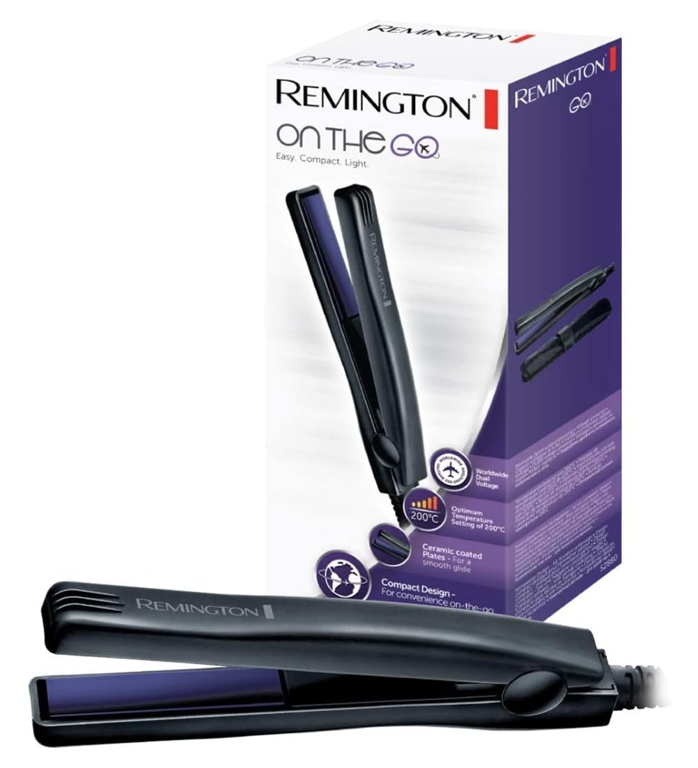 Remington Piastra per Capelli Mini - On The Go: Piastra stretta dal design Compatto e Pratico - 15 cm, piastre rivestite in ceramica, ottima per gli spostamenti, Temperatura di 200°C, S2880