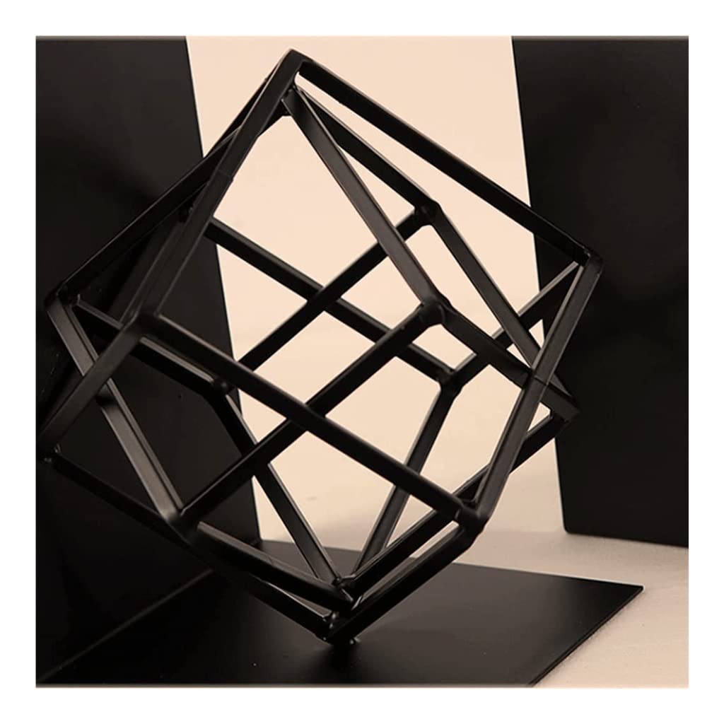 Moderne schwarze Metall-Buchstützen – geometrische dekorative Buchstützen für Regale – stilvolles, einzigartiges Design für Zuhause und Büro