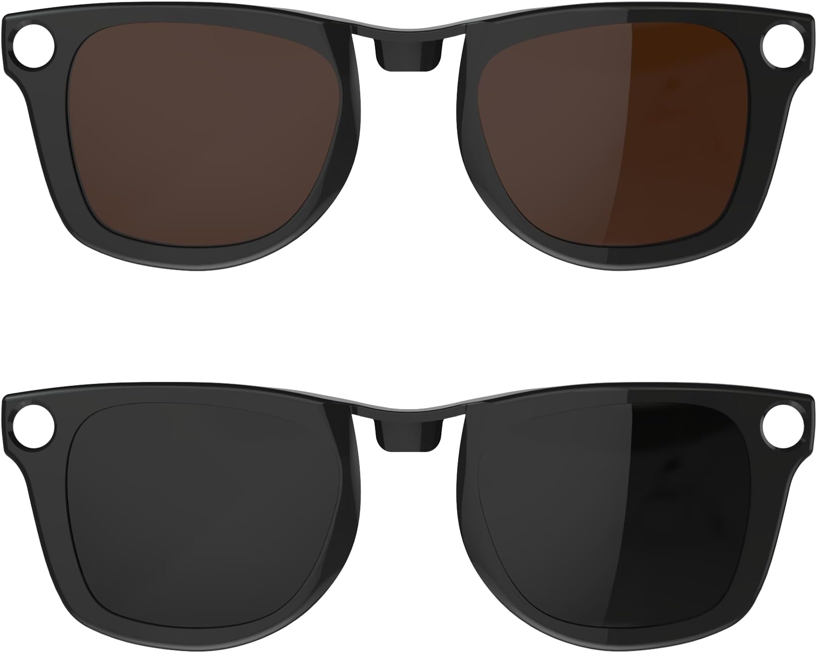 HIBLOKS 2Pcs Polarized Clip for Ray-Ban Meta Wayfarer RW4006 & Gen 2 RW4012 Regular (50-22), Shiny Black Frame Discoloration Clip for RayBan Meta Gen 2 Protect Your Eyes, (Black+Brown)