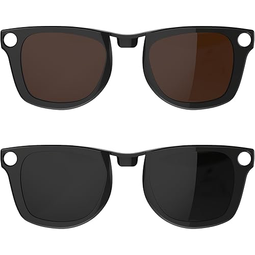 2Pcs Polarized Clip for Ray-Ban Meta Wayfarer RW4006 & Gen 2 RW4012 Regular (50-22), Shiny Black Frame Discoloration Clip for RayBan Meta Gen 2 Protect Your Eyes, (Black+Brown)