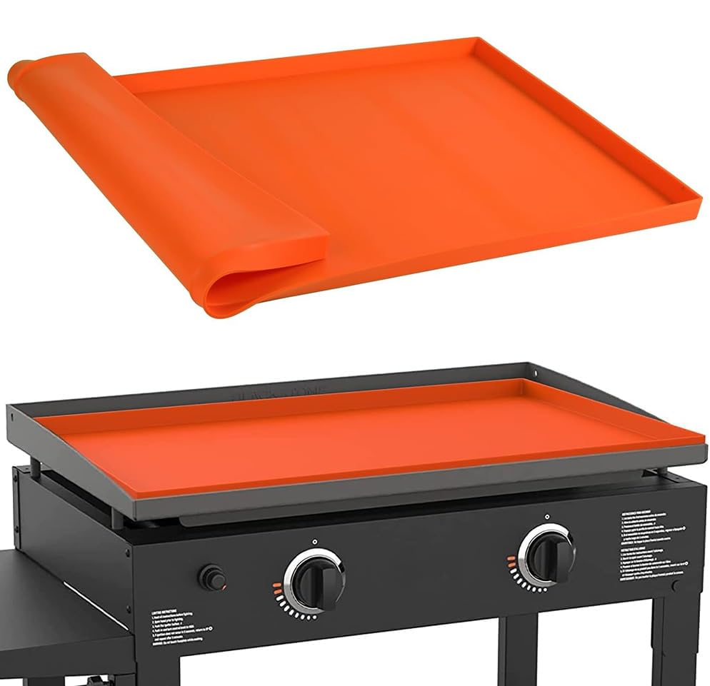 Ezebesta Silicone Griddle Mat for Blackstone 22 Inch Griddle，Protective Cover Mats Blackstone Griddle Top，Covers for Blackstone Protector Outdoor-Orange