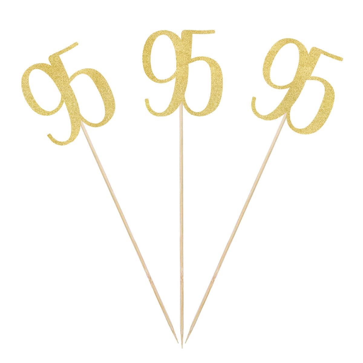 Gold Glitter 95th Birthday Centerpiece Sticks, 12-Pack Number 95 Table Topper Anniversary Party Decorations