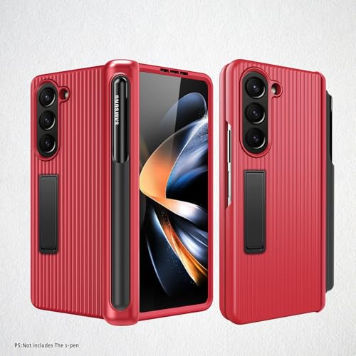 Coque Samsung Galaxy Z Fold 5 PC antichoc charnière verre trempé et support S Pen rouge